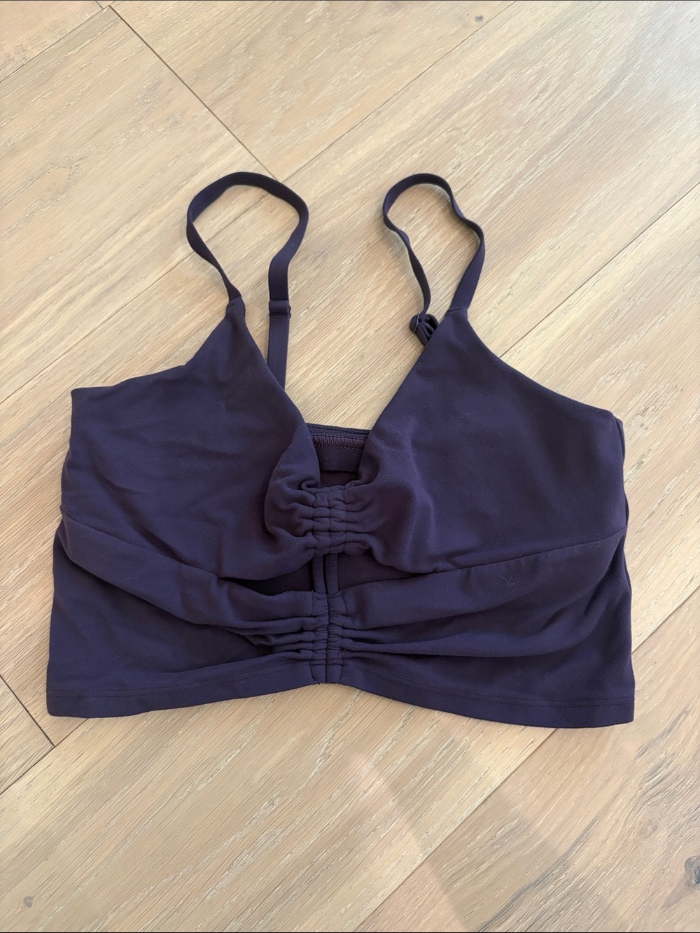 Athleta Purple Ruched Front Sports Bra